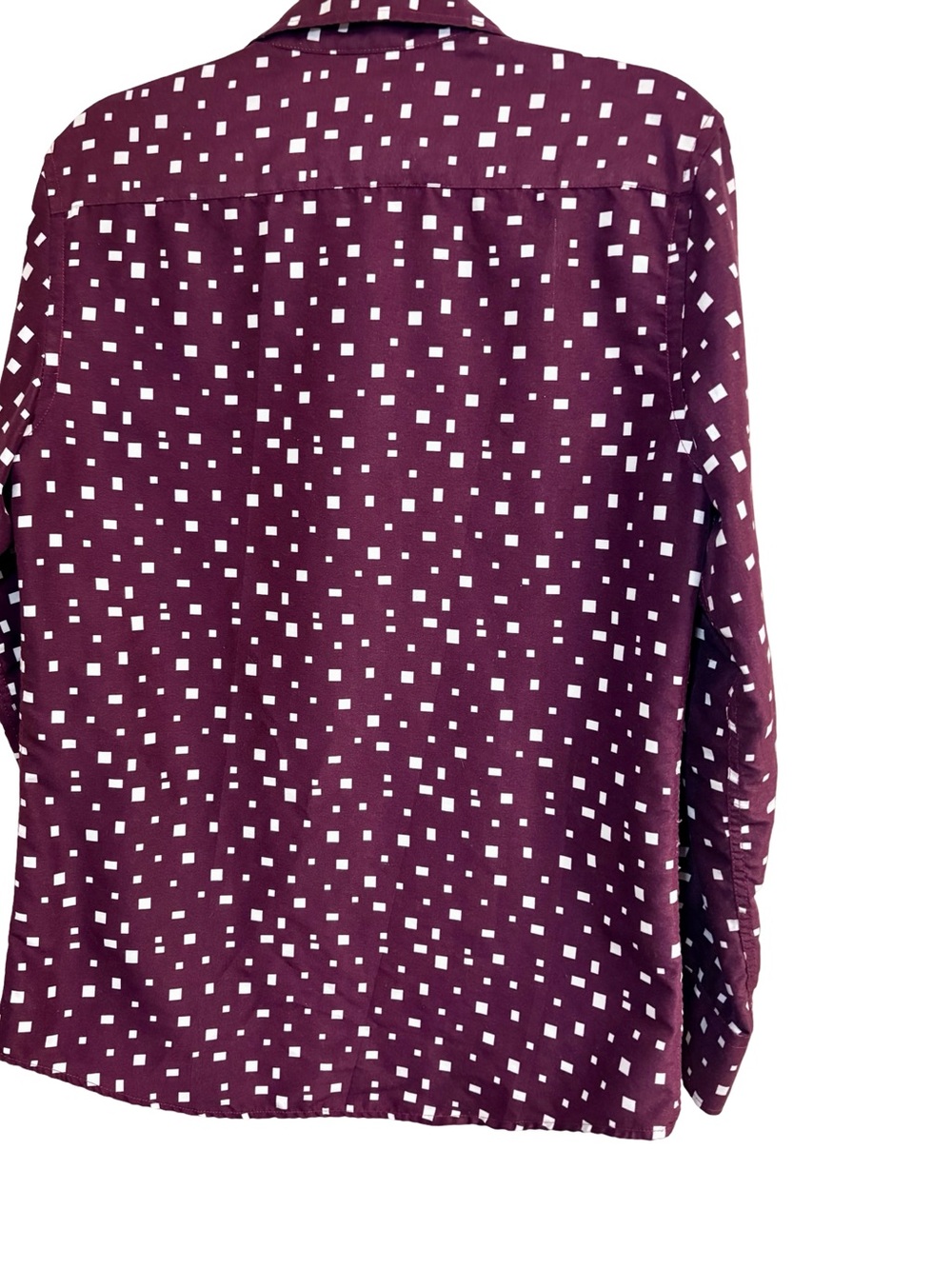 Suslo Couture Burgundy Square Print Slim Fit Shirt M - Picture 9 of 13